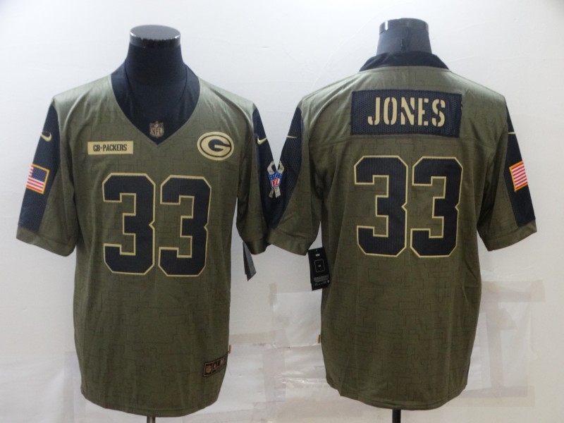 Men's Green Bay Packers Aaron Jones #33 Brown Jersey